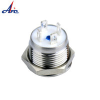 Botón pulsador táctil momentáneo impermeable IP65 de 16 mm tipo anillo LED de tipo corto