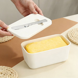 Contenedor de mantequilla rectangular con tapa y cuchillo para uso doméstico - Product Image 1