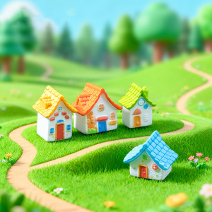 Figuras de Casas en Miniatura de Resina Coloridas y Adorables, Decoración de Micropaisajes para Jardín de Hadas, Casa de Muñecas, Bonsái y Manualidades - Product Image 3
