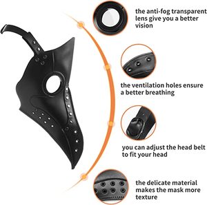 Masker kostum Cosplay dokter wabah Retro dengan paruh burung properti Gas Steampunk masker dokter wabah kulit - Product Image 2