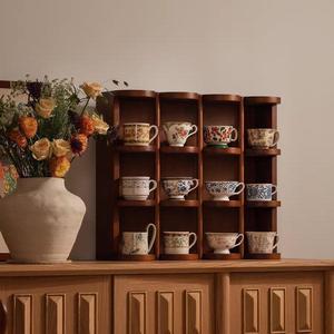 Solid Wood Cup <b>Rack</b> Multi Function <b>Kitchen</b> Organizer For Coffee Tea Mugs Water Bottles 10in Height - Product Image 4