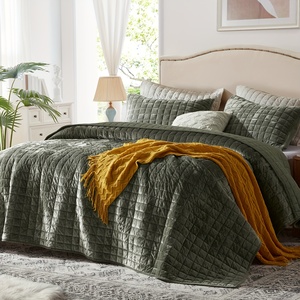 Sang trọng hiện đại nhung Quilt bedspread coverlet sang trọng Quilted bedding Set với tấm ga trải giường phẳng & polyester Điền - Product Image 4