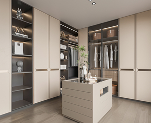 Système de dressing et de garde-robe en bois massif au design moderne avec <span class=keywords><strong>étagère</strong></span>s personnalisées, mobilier de <span class=keywords><strong>chambre</strong></span> à coucher écologique de grande capacité - Product Image 1