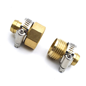 Connecteur de réparation de tuyau en laiton 5/8 pouces avec colliers de serrage en acier inoxydable pour fixation de tuyau d'arrosage de jardin - Product Image 3