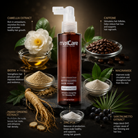Maxcare ekstrak Herbal kualitas tinggi tonik rambut aman non-iritasi merangsang pertumbuhan kembali rambut dan Label pribadi anti-ketombe