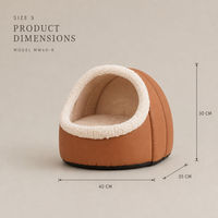Lit pour chat en forme de coquille d'œuf couleur café clair, petit nid pour animaux de compagnie, surface tissée, doublure en peluche, lit d'intérieur pour animaux de compagnie, taille S