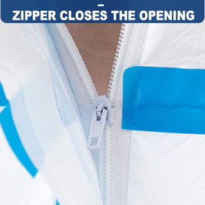 CE 하이 퀄리티 일회용 보호 전체 허베이 Haixin 의학 보호 옷 PP hazmat 블루 바지 세트 도매 - Product Image 4