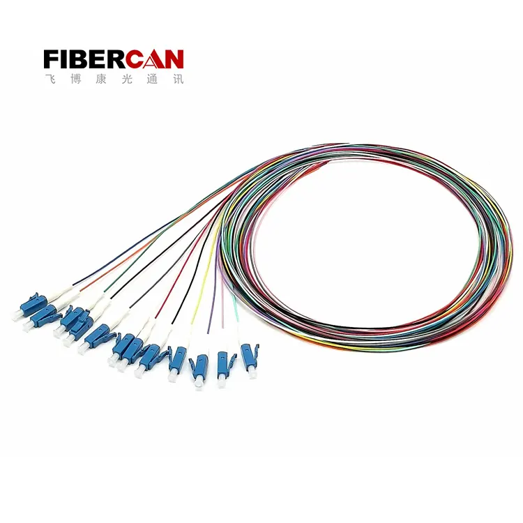 12 colori 1.5m 0.9mm fibra ottica stretto tampone pigtail LSZH single mode LC fibra ottica pigtail