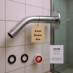 Brazo de ducha Vevor de 6 pulgadas de acero inoxidable para montaje en pared, acabado cromado con brida para cuarto de ducha - Product Image 2