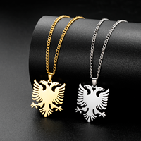 Collier Pendentif Aigle Albanais Tendance pour Femme et Homme, Couleur Or/Argent, Bijoux en Acier Inoxydable pour Fête, Fiançailles, Anniversaire, Cadeaux