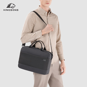 Kingsons Men's Business <b>Briefcase</b> Polyester Laptop Bag With Zipper Closure For Travel And Office Use - Product Image 3