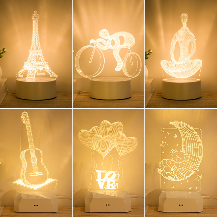 Kanlong 3D Illusion Anime Lamparas Table Acrylique Base de Bureau LED Lampe De Noël Chambre d'enfant Décor