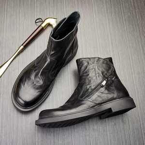 Botas de Trabajo de Cuero Genuino de Alta Gama Otoño/Invierno 2025, Forradas con Felpa Gruesa, Cálidas y Cómodas, para Hombres a la Moda - Product Image 3