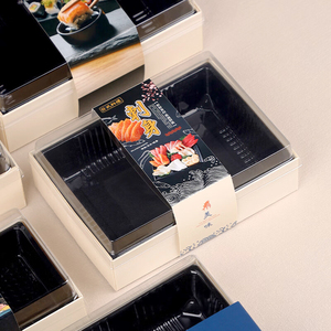 Boîte à lunch jetable en bois pour aliments légers, boîte à sashimi japonaise, boîte à <span class=keywords><strong>sushi</strong></span> à emporter, boîte à collation de luxe en bois massif japonais - Product Image 4