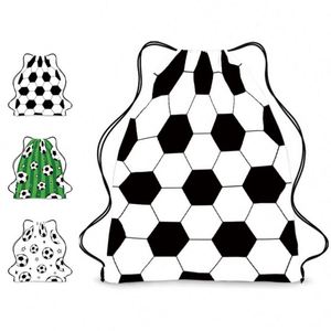 Mochila al por mayor para niños, bolsa de almacenamiento portátil de poliéster con cordón para aficionados al fútbol, con correa y bolsillo. - Product Image 1
