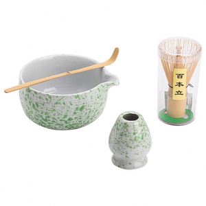 Japanese Porcelain Matcha <b>Tools</b> Tea Dispenser, Tea Whisk, Upright Wiping Tea Bowl - Product Image 4