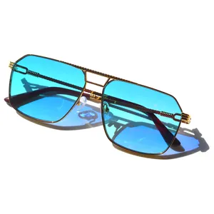 Sifier Männer Metall blau Linse Sonnenbrille Farbwechsel Sonnenbrille Mode Sonnenbrillen Sonnenbrille