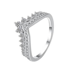 Anillos de Compromiso y Boda de Moissanita al por Mayor para Mujer, Anillos de Plata de Ley 925 con Corona de Reina y Corona de Princesa, Certificados por GRA - Product Image 1