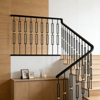 Modèle d'escalier en métal noir pour hôtel, balustre d'escalier, poteau d'escalier, balustrade de balcon