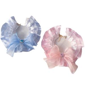 Vêtements et accessoires pour animaux de compagnie chat <span class=keywords><strong>chien</strong></span> princesse style ruban nœud écharpe chaton chiot dentelle maille collier broche serviette - Product Image 5