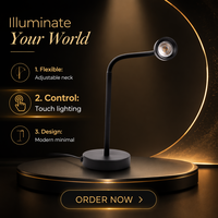 Lampe de bureau LED flexible à col de cygne, 3,5 W, 3 températures de couleur, commande tactile, lampe de chevet moderne pour la lecture