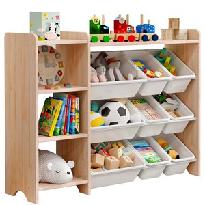 Tủ đựng đồ chơi trẻ em 4 tầng chất lượng cao, chắc chắn và tủ đựng đồ trẻ em bằng gỗ - Product Image 1