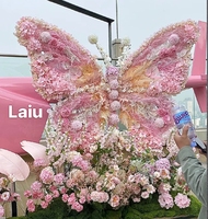 Dekorasi bunga kupu-kupu besar, ornamen bunga kupu-kupu tiga dimensi warna-warni besar tampilan bunga buatan mal belanja panduan jalan
