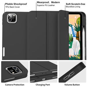 Funda para <span class=keywords><strong>iPad</strong></span> Air de <span class=keywords><strong>13</strong></span> Pulgadas / <span class=keywords><strong>iPad</strong></span> Pro de 12.9 Pulgadas 6.ª/5.ª/4.ª Generación (2022/2021/2020/2018) Funda Trasera de TPU Suave con Soporte y Porta Lápiz - Product Image 2