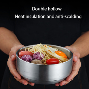 Ciotole di Noodle fredde in acciaio inossidabile in stile coreano ciotola per Noodle istantanee in oro addensato a doppio strato - Product Image 3