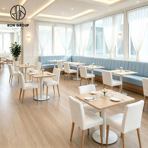 Set di Arredamento Elegante Ron Group, Divano a L in Tessuto, Sedia Personalizzata, Tavolo Quadrato in Legno per Ristorante - Product Image 1