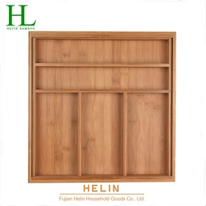 Plateau à couverts rectangulaire en laque argentée He Lin, extensible, porte-couverts en bois, organisateur de <span class=keywords><strong>tiroir</strong></span> en bambou - Product Image 3