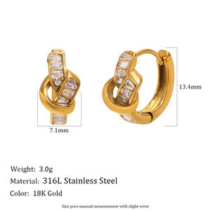 <span class=keywords><strong>Orecchini</strong></span> <span class=keywords><strong>a</strong></span> <span class=keywords><strong>Cerchio</strong></span> Dreamshow in Acciaio Inossidabile Placcato Oro con Zirconia Cubica Quadrata, Gioielli per Donne - Product Image 3
