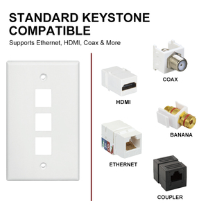 Plaque murale 3 ports de connexion de données d'ordinateur pour réseau <span class=keywords><strong>RJ45</strong></span> Keystone - Product Image 3