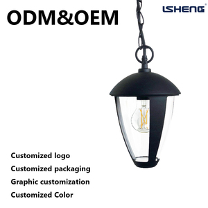 Đèn thả trần sân vườn chất liệu nhựa, chụp đèn thủy tinh đen bán chạy nhất của nhà sản xuất, chân đèn LED <span class=keywords><strong>E27</strong></span>, đạt chuẩn IP44 - Product Image 6