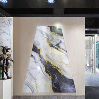 Panel Dinding Marmer WPC Modern, Papan Dekoratif Kilap Tinggi, Tahan Air, Tahan Lembab, Tahan Api, untuk Dinding Interior