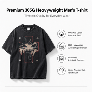 T-shirt graphique en coton 305G pour hommes, style vintage délavé, coupe oversize, streetwear, personnalisable avec logo, vente en gros - Product Image 4
