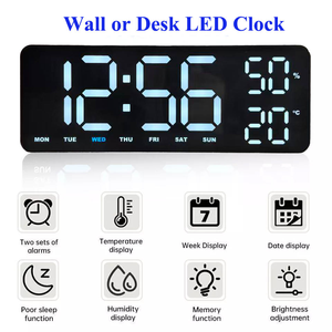 <span class=keywords><strong>Reloj</strong></span> de Pared Digital Moderno y Elegante con Alarma, Temperatura, DST, Silencioso, para Dormitorio y Sala de Estar, Venta al Por Mayor - Product Image 5