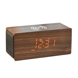 Blue Tooth Wireless Digital Charger Led With <strong>Speakers</strong> Charging Wooden <strong>Clocks</strong> Table Desk <strong>for</strong> Blue Tooth Sound Alarm <strong>Clock</strong> <strong>Speaker</strong> - Product Image 1