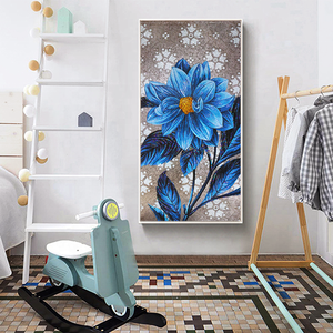 ภาพวาดดอกไม้สุดหรู ศิลปะโมเสกดอกไม้ งานศิล<span class=keywords><strong>ป</strong></span>ะติดผนังแบบมีกรอบ ภาพวาดดอกโบตั๋นสีน้ำเงิน ภาพวาดนามธรรมบนผ้าใบสำหรับตกแต่งผนัง - Product Image 5