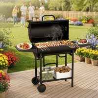 Barbecue moderne mobile en acier inoxydable avec tables latérales pliables et chariot, allumage piézoélectrique, pour 5 personnes et plus, idéal pour la maison, l'extérieur, le camping