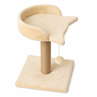 Arbre à gratter pour chat en bois en gros avec colonne en corde de sisal, lit rond pour chat et boule à pompon suspendue pour chats d'intérieur, carton OEM ODM