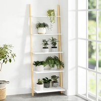 Moderno 5 niveles sala de estar baño planta soporte libro almacenamiento madera bambú escalera estante