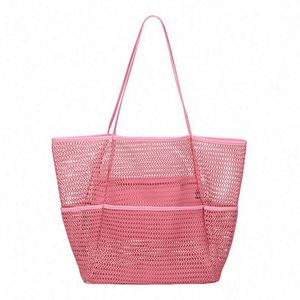 Sac fourre-tout en maille multi-poches imperméable tendance été avec fermeture éclair, sac de plage portable pour femme pour les voyages et la natation - Product Image 1