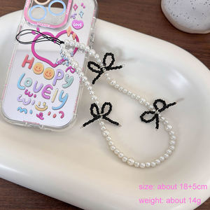 Chaîne de téléphone portable en perles mignonnes avec nœud papillon pour femmes filles étui de téléphone Anti-perte lanière suspendue sangle porte-clés <span class=keywords><strong>bijoux</strong></span> - Product Image 6