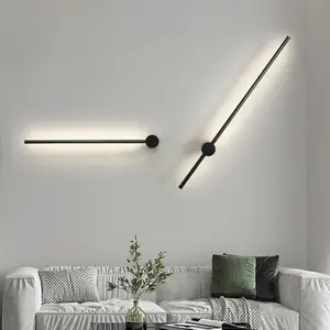Toptan aydınlatma armatürleri başucu-Modern basit tasarım duvar lambası yatak odası arka plan dekor ofis uzun çizgi başucu okuma aydınlatma LED hattı duvar lambaları