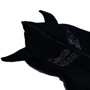 เสื้อฮู้ดดี้แบบมีเขา ดีไซน์ใหม่ โลโก้เขาปีศาจ เสื้อฮู้ดดี้ผ้าฟลีซแบบเรียบ สำหรับออกกำลังกาย ผู้ชาย ซิปคลุมหน้าเต็มตัว เสื้อฮู้ดดี้มีเขาสำหรับผู้ชาย - Product Image 5