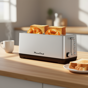 Grille-pain PlumChef 4 tranches en acier inoxydable, fentes extra larges, 6 niveaux de dorure, fonction décongélation et réchauffage des bagels - Product Image 2