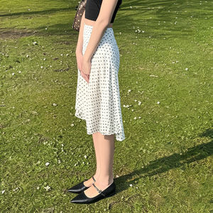 Falda Midi Plisada de Malla con Estampado de Puntos para Mujer, Estilo Casual Y2K, Moda de Verano - Product Image 3