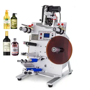 Vinho Double Side Etiqueta Rotulagem Garrafa De Água Rodada Semi Automatic Digital Máquina De Impressão Para A Garrafa de Plástico