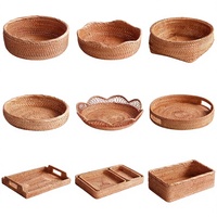 Panier de rangement en bambou et rotin de Chine, style nordique, plateau à fruits, panier à pain, panier à pains vapeur, plateau fait main pour salon